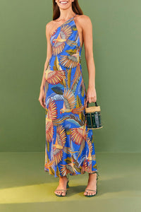 Robe longue Macaw Flight - Bleu