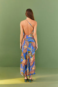 Robe longue Macaw Flight - Bleu