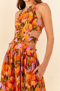 Robe midi Mango Macaws en lin - Jaune