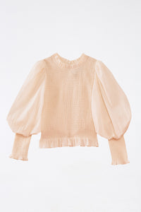 Blouse Lastex à manches bouffantes - Blanc