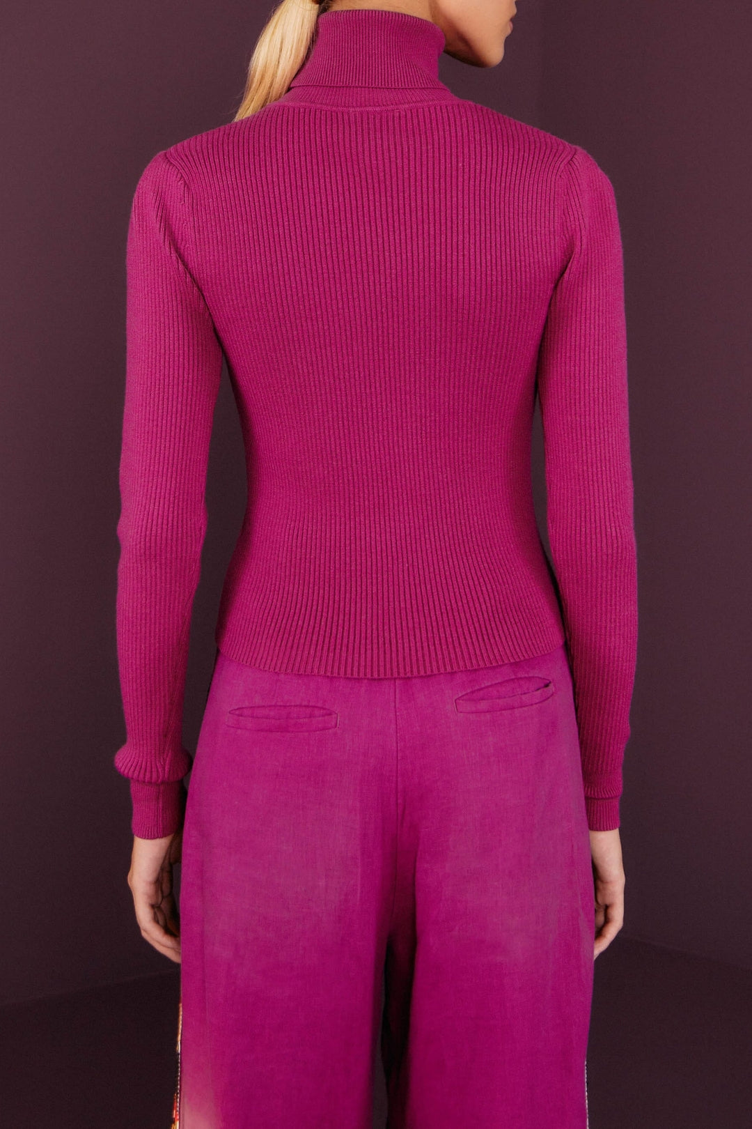 Knitted high neck jumper - Pink