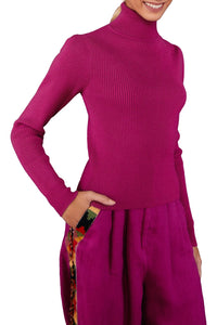 Knitted high neck jumper - Pink