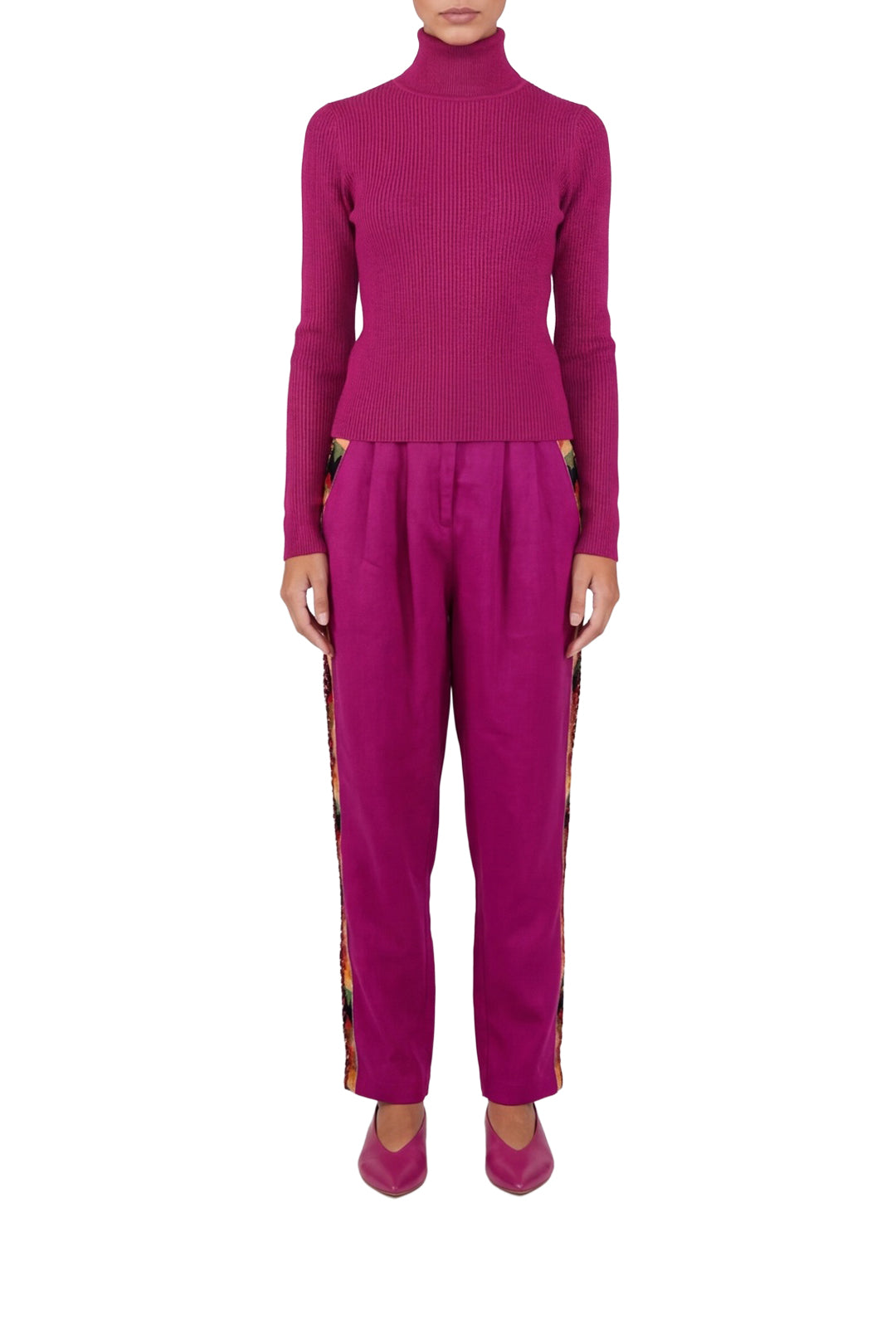 Knitted high neck jumper - Pink
