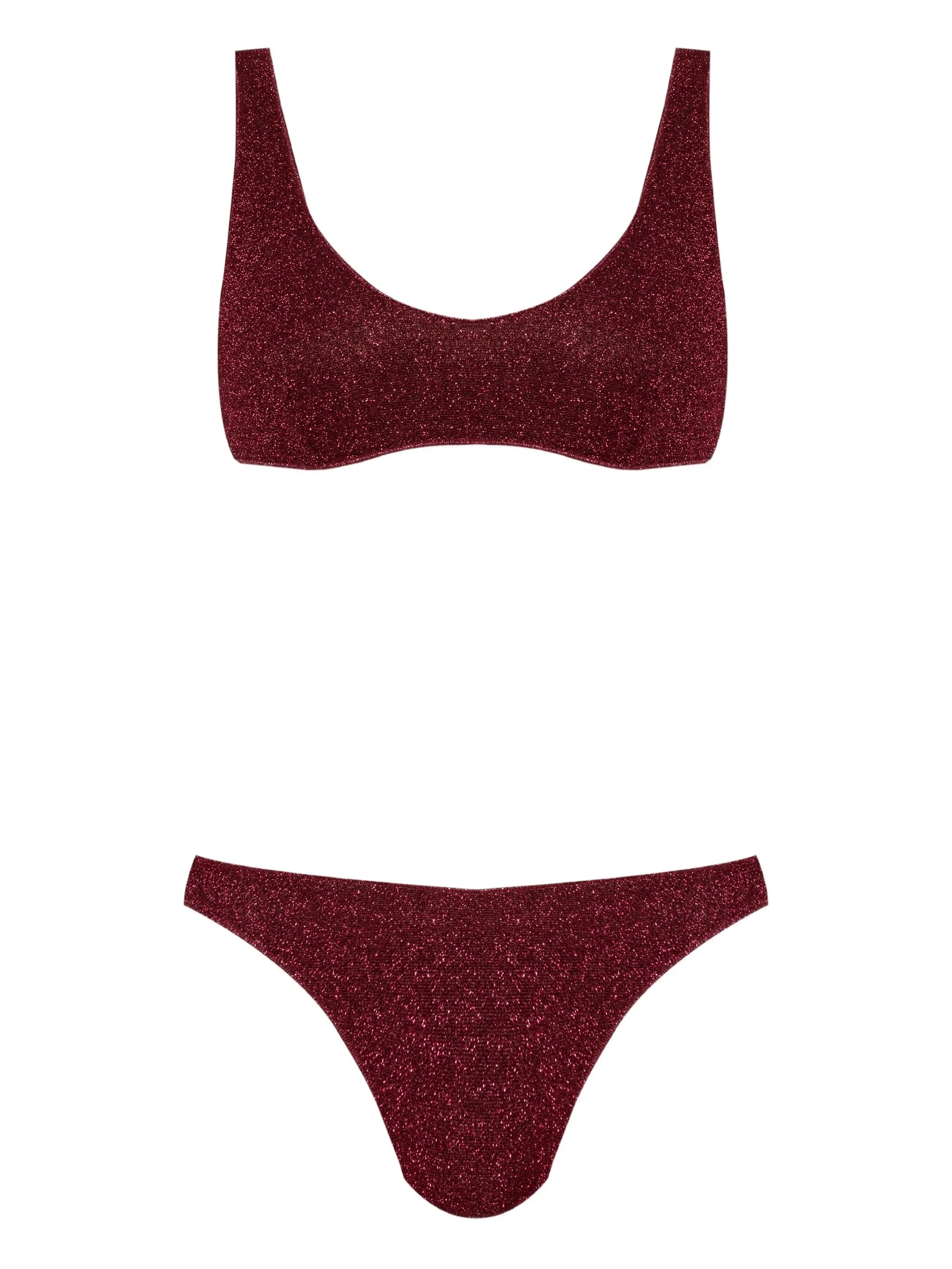 Maillot deux pièces string sporty Lumière - Burgundy