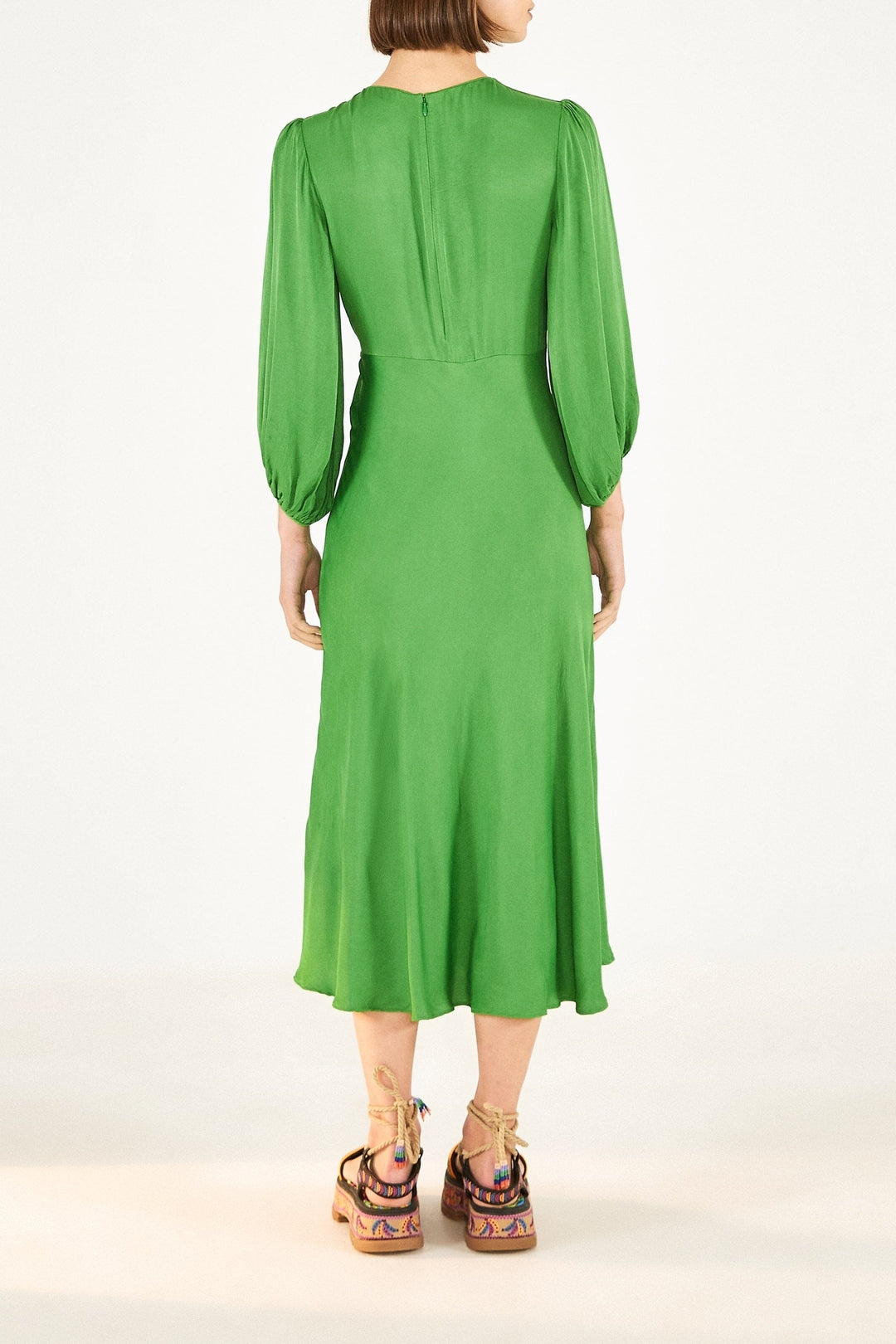 Robe midi Piping - Vert