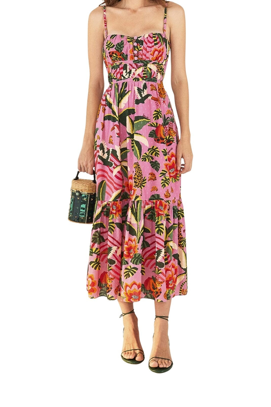 MEDIA OFF LINE_Robe longue Leopard Forest en coton - Rose