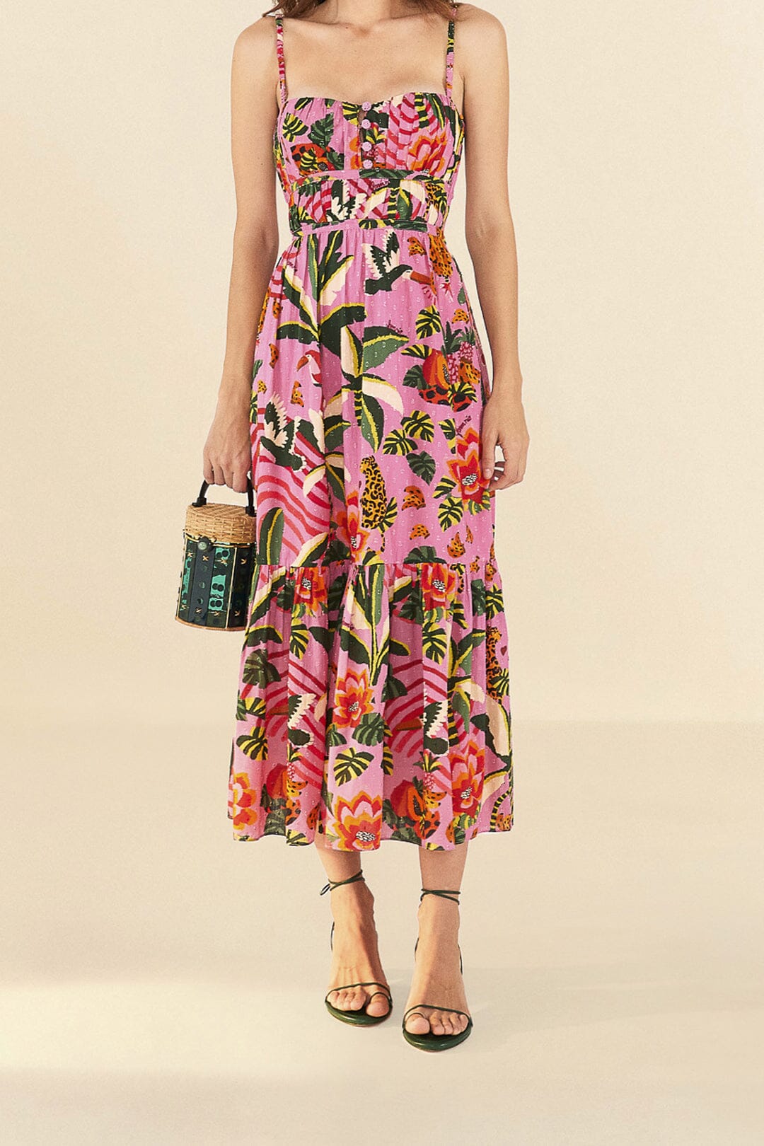 MEDIA OFF LINE_Robe longue Leopard Forest en coton - Rose
