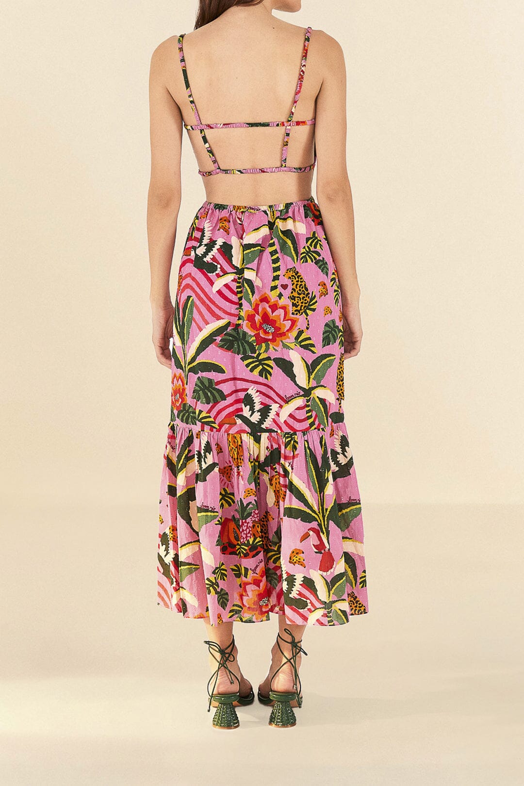 MEDIA OFF LINE_Robe longue Leopard Forest en coton - Rose
