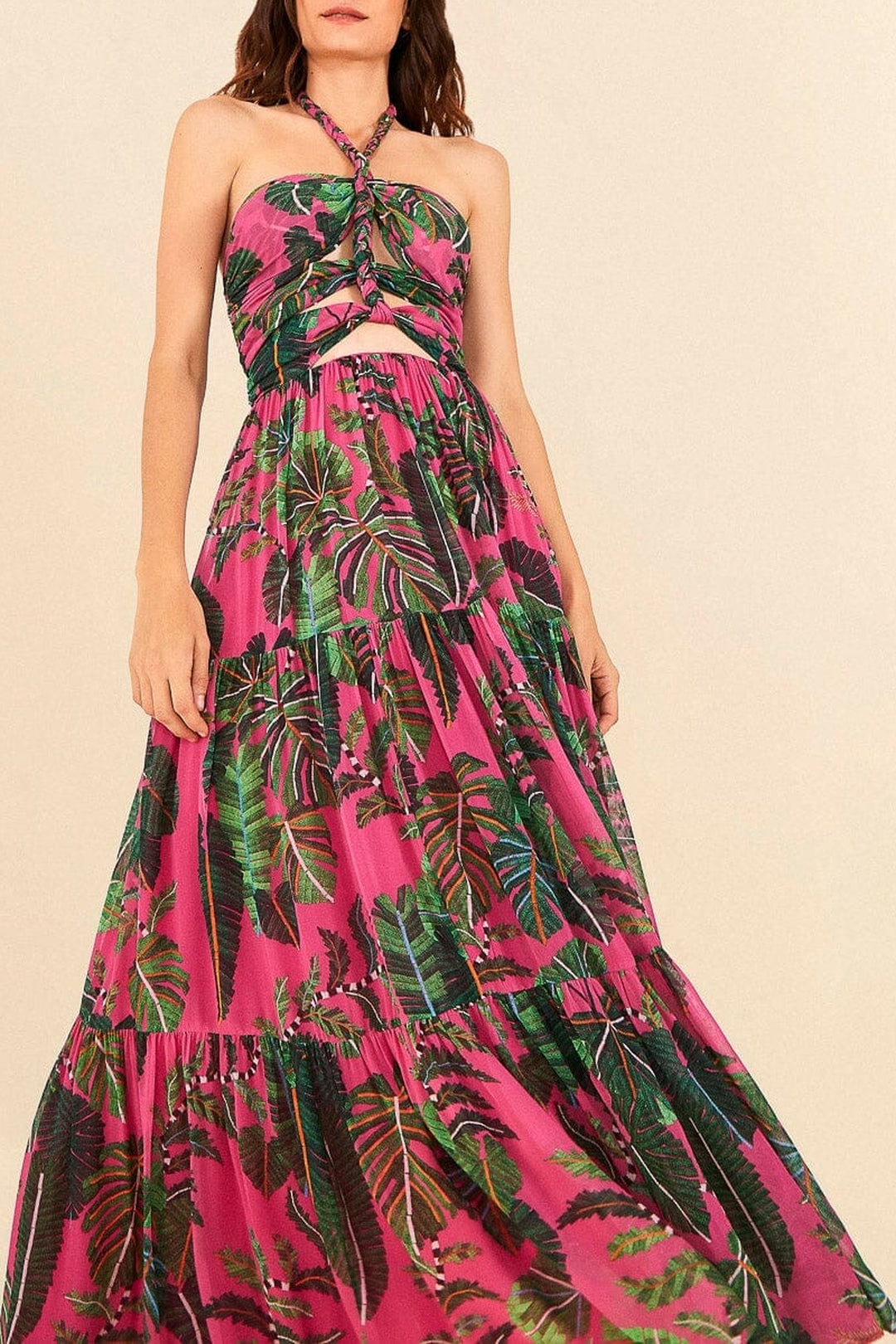 Robe longue Leaves - Rose