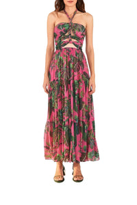 Robe longue Leaves - Rose