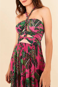 Robe longue Leaves - Rose