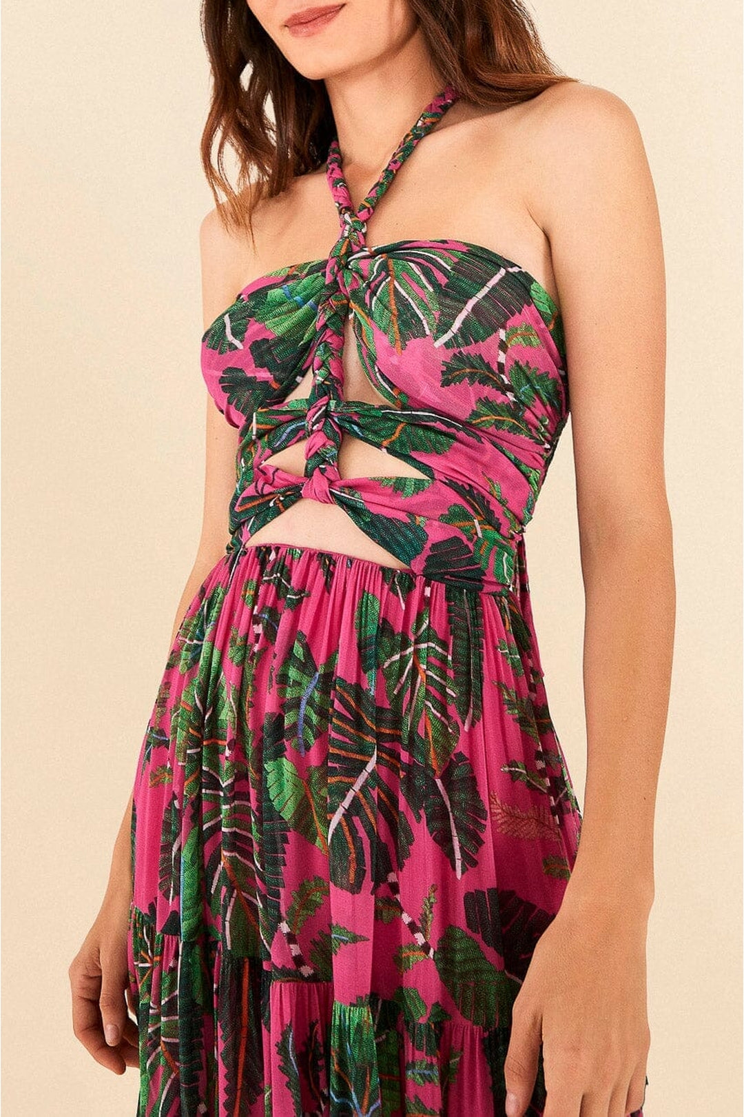 Robe longue Leaves - Rose