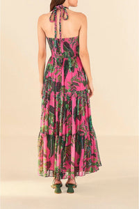 Robe longue Leaves - Rose