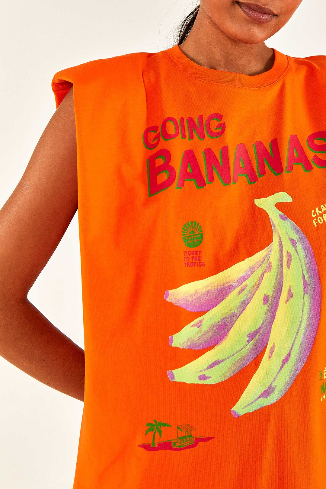 Robe courte Going Bananas façon t-shirt en coton - Orange