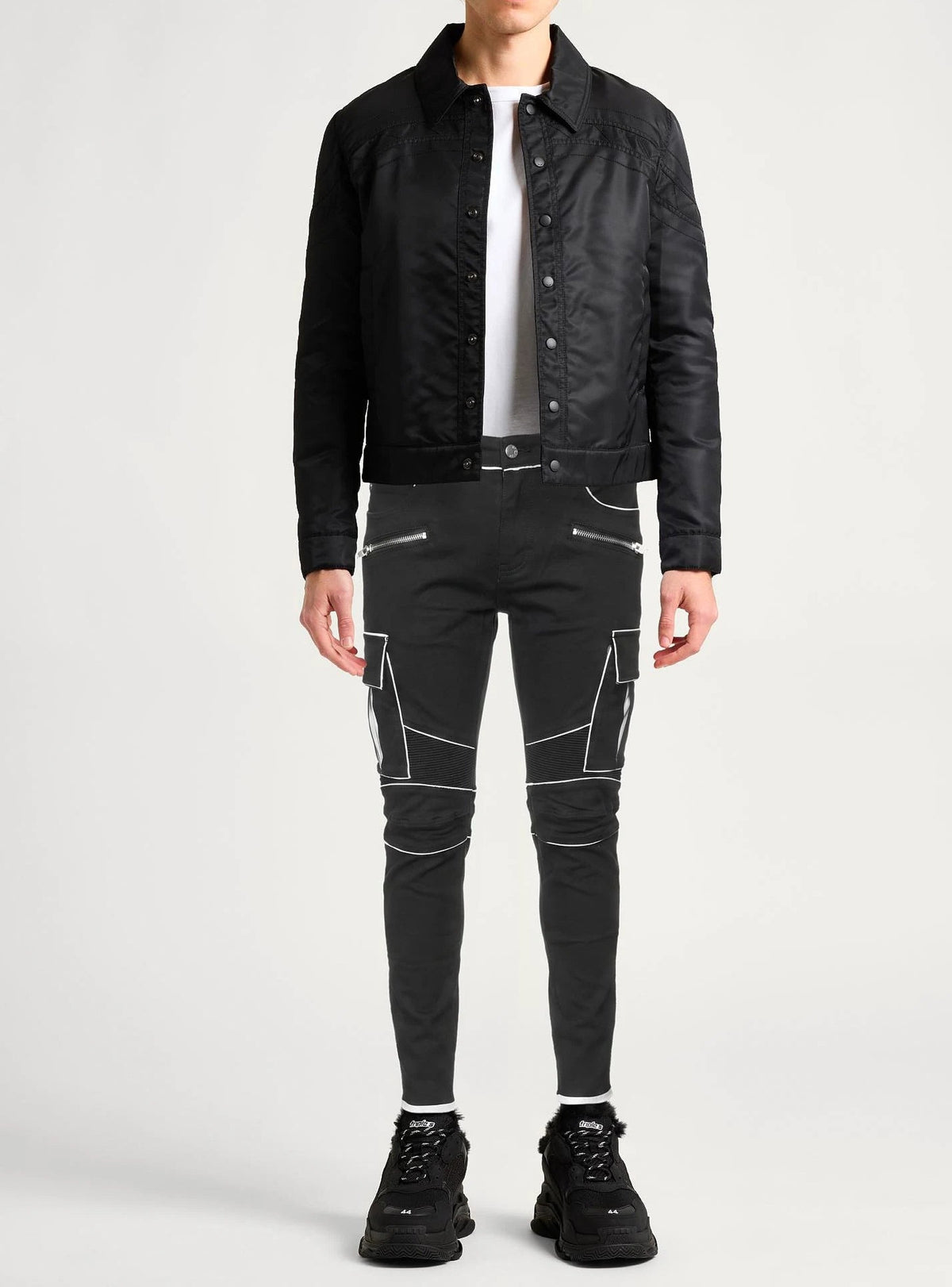 Tapered denim trousers - Black & White