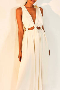 Linen cut-out maxi dress - White