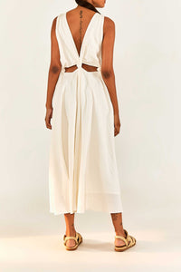 Linen cut-out maxi dress - White