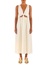 Linen cut-out maxi dress - White