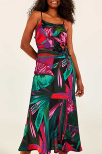 Robe midi Feuilles de nuit à découpes - Multicolore