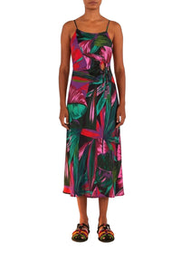 Robe midi Feuilles de nuit à découpes - Multicolore