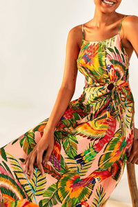 Robe midi Macaw Leaves - Multicolore