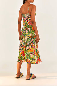 Robe midi Macaw Leaves - Multicolore
