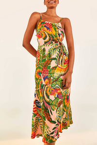 Robe midi Macaw Leaves - Multicolore