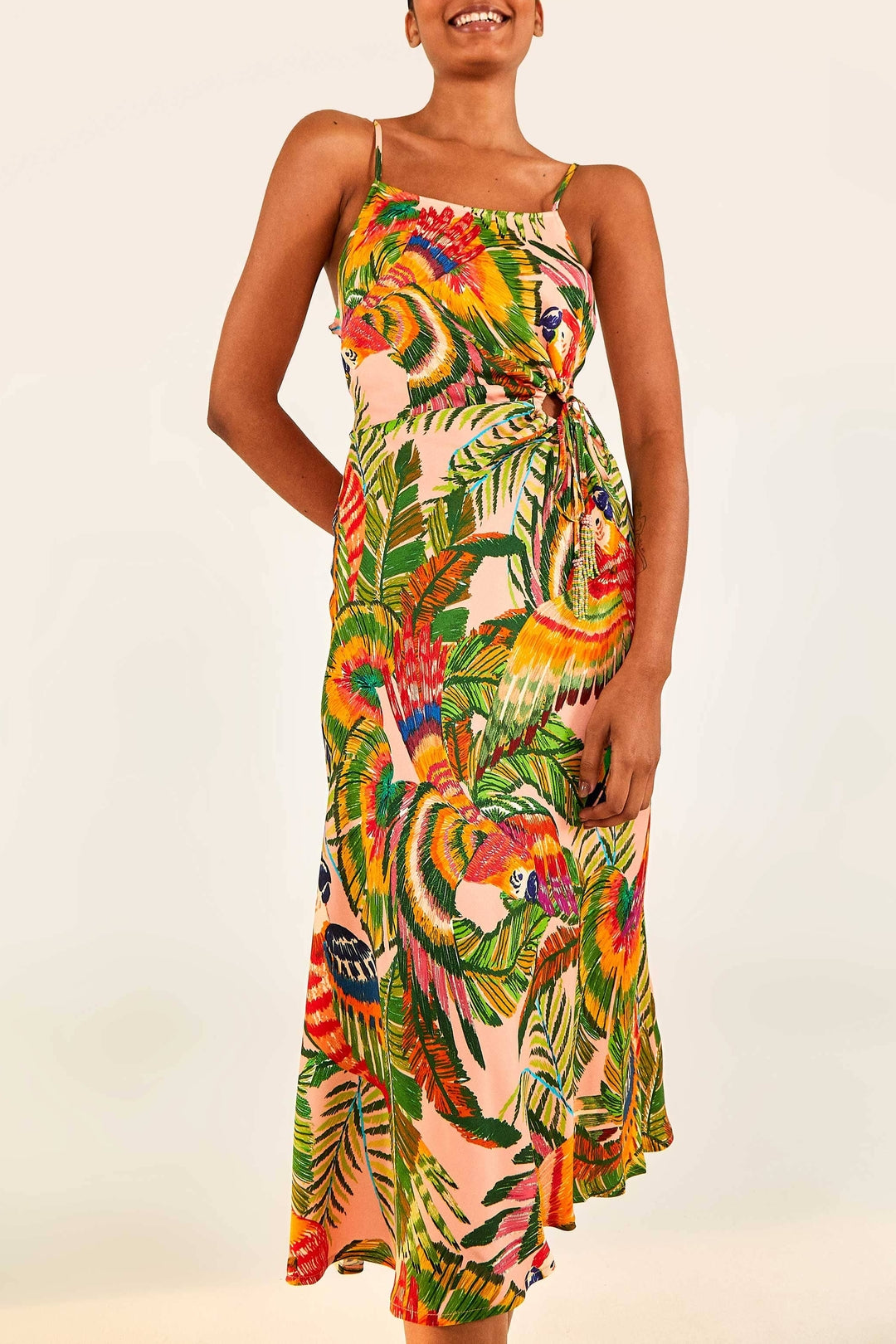 Robe midi Macaw Leaves - Multicolore