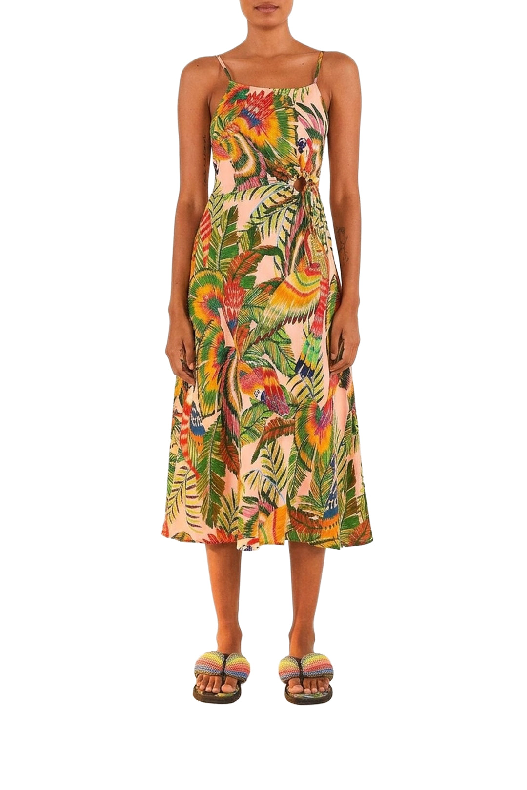 Robe midi Macaw Leaves - Multicolore
