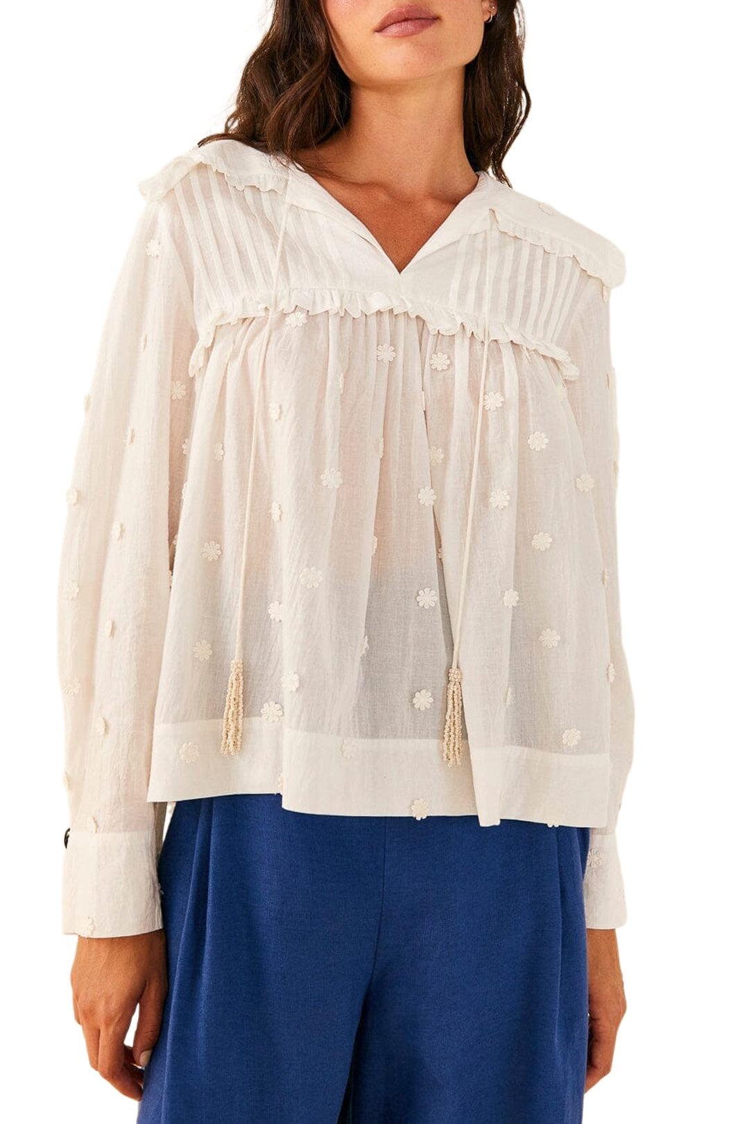 Blouse 3D Flowers - Blanc