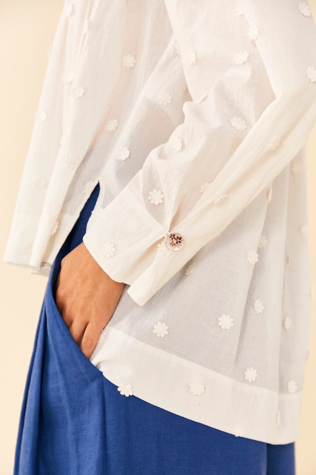 Blouse 3D Flowers - Blanc