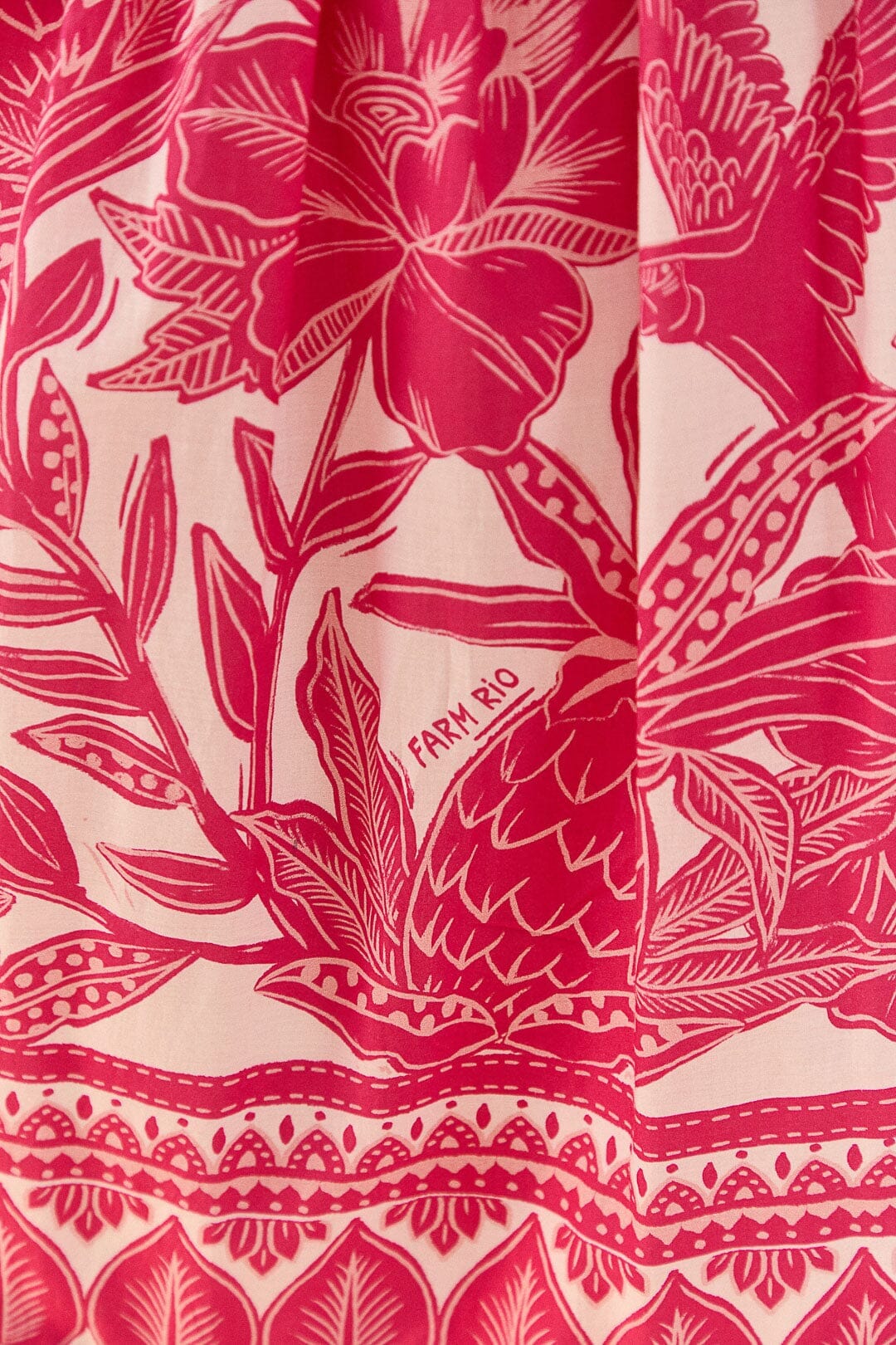 Robe longue Tropical Woodcut - Rose