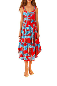 Robe midi Sweet Jungle en coton - Rouge