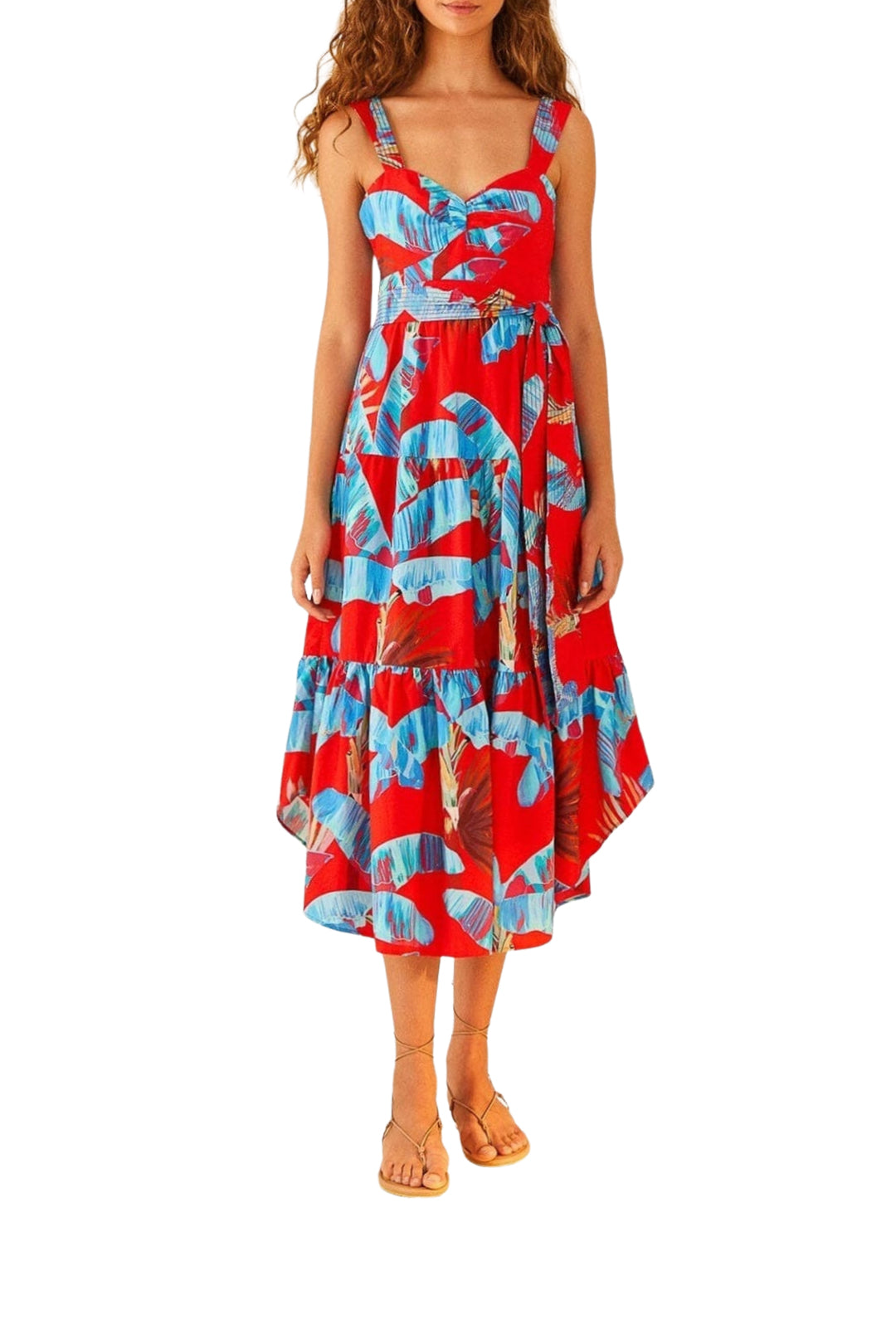 Robe midi Sweet Jungle en coton - Rouge