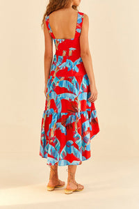 Robe midi Sweet Jungle en coton - Rouge