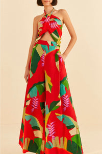MEDIA OFF LINE_Pantalon Heliconia en lin - Rouge