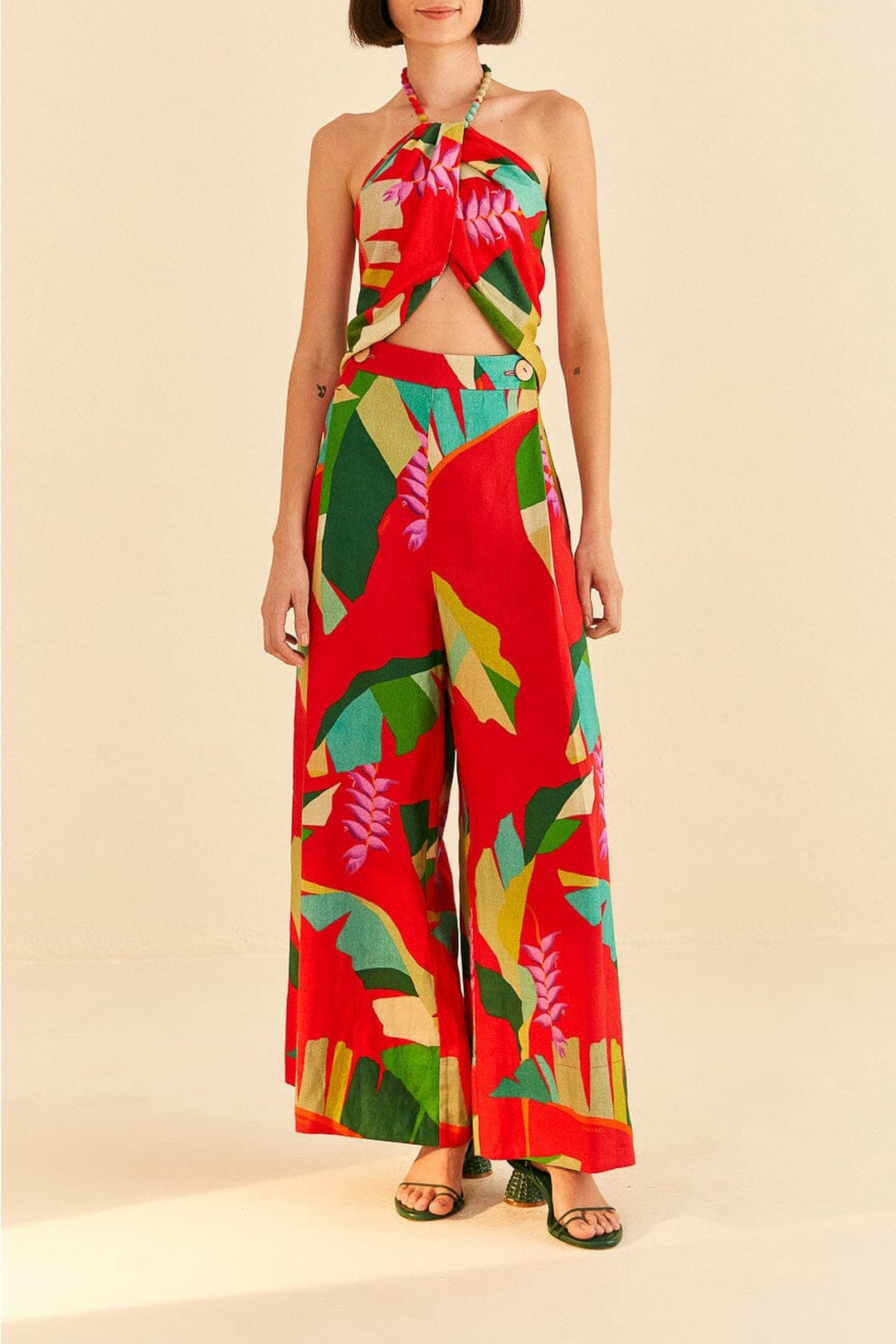 MEDIA OFF LINE_Pantalon Heliconia en lin - Rouge