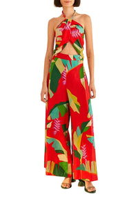 MEDIA OFF LINE_Pantalon Heliconia en lin - Rouge