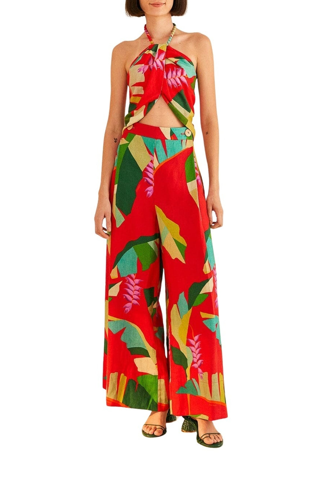 MEDIA OFF LINE_Pantalon Heliconia en lin - Rouge