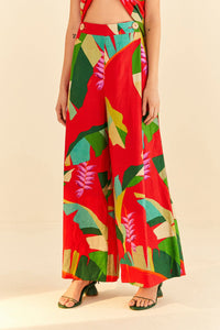 MEDIA OFF LINE_Pantalon Heliconia en lin - Rouge