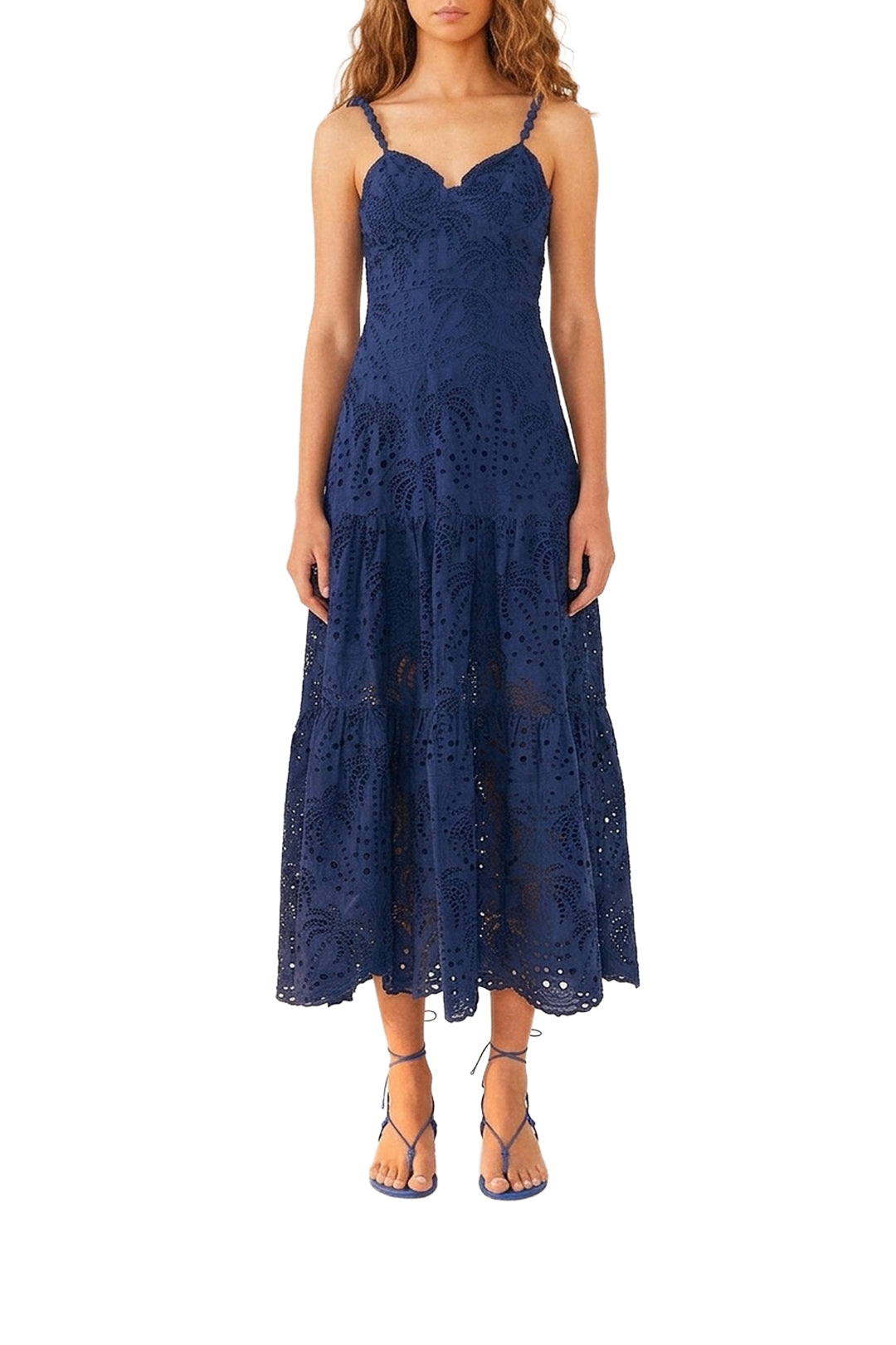 Richilier Palm Tree midi dress - Blue