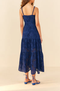Richilier Palm Tree midi dress - Blue