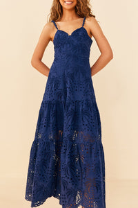 Richilier Palm Tree midi dress - Blue