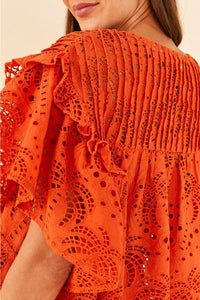 MEDIA OFF LINE_Blouse Orange palm tree richilier - Orange