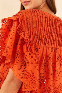 Deep Orange Blouse - Deep Orange