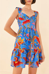 MEDIA OFF LINE_Robe courte Macaw Party en lin - Bleu