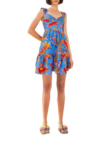 MEDIA OFF LINE_Robe courte Macaw Party en lin - Bleu