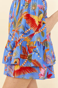 MEDIA OFF LINE_Robe courte Macaw Party en lin - Bleu