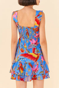 MEDIA OFF LINE_Robe courte Macaw Party en lin - Bleu