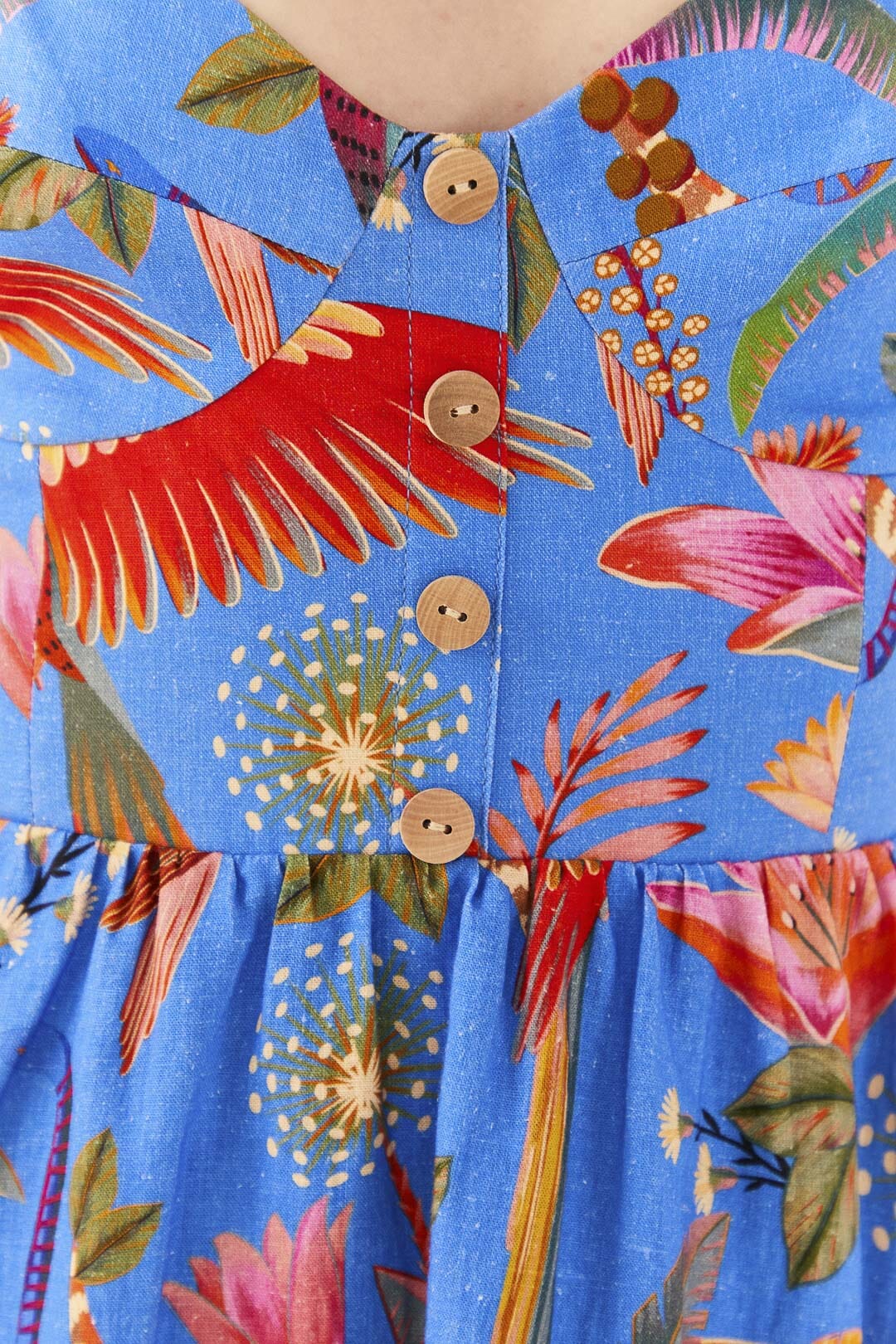 MEDIA OFF LINE_Robe courte Macaw Party en lin - Bleu